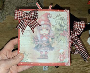 Kleines SüßesMini-Album zu Weihnachten in rot/weiß gehalten